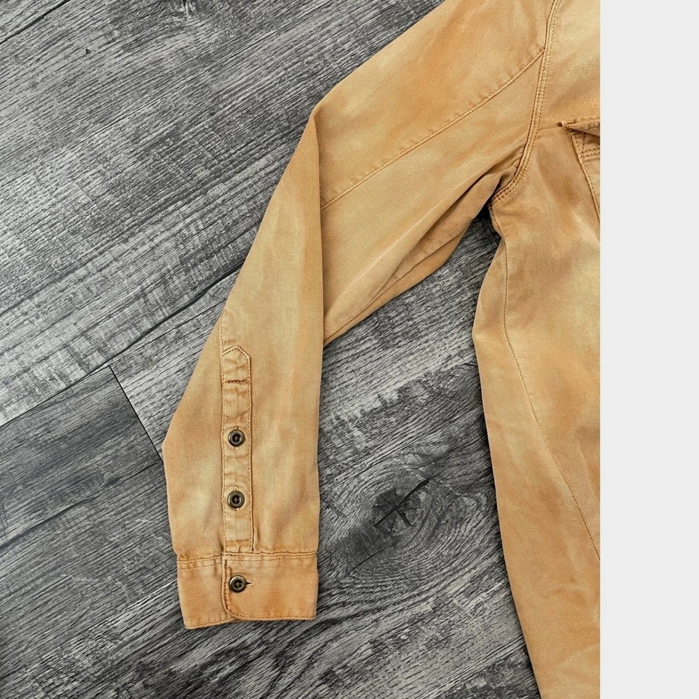 Madewell Small Camel Garment Dyed Cotton Utility Button Shirt High Low Hem - Picture 8 of 8